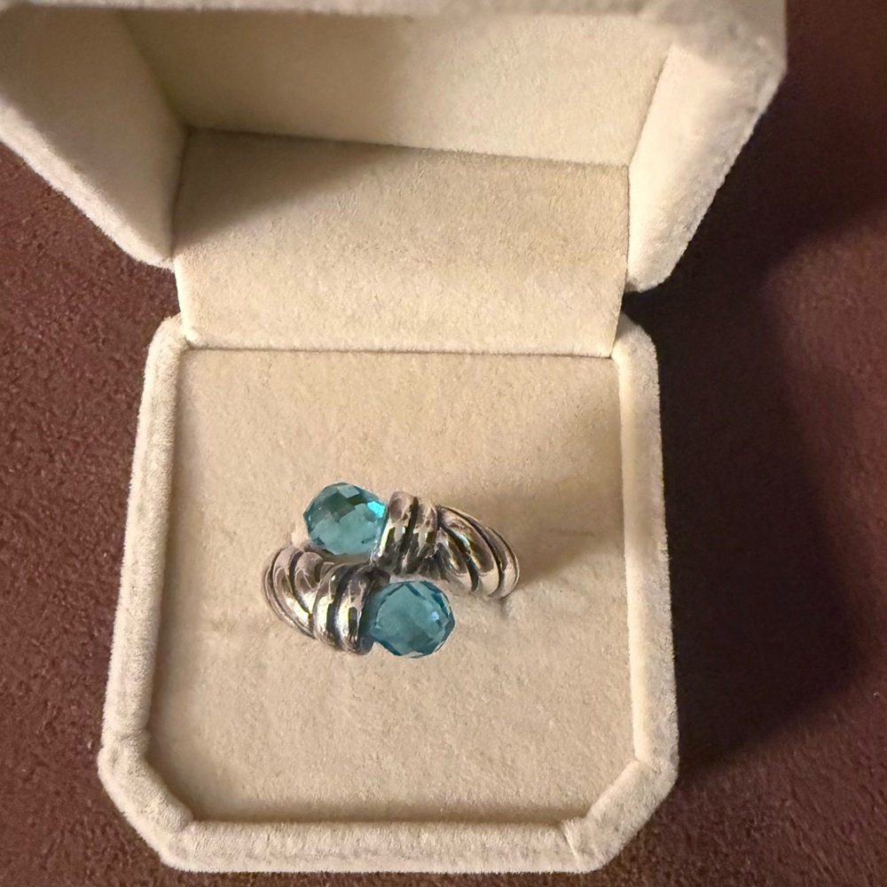 Elegant Sterling Silver and Blue Topaz CZ Ring
